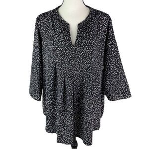 Croft & Barrow Women's Size 1X Pleated Tunic 3/4 Sleeve Blouse Top